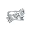 Clusterringen Lichte Luxe Drielaagse Lijn Sneeuwvlok Micro Ingelegde Ring 925 Zilveren Volledige Diamant Instagram Modetrend Sieraden