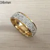 Full 5 Row zircon diamond Jewelry Whole Gold Color Stainless Steel Wedding Rings USA size 7 8 9 10 11 12290Q