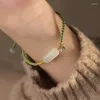 أساور السحر يدويًا منسوجًا على الطراز الصيني على الطراز الصيني أساور Bead Bead Wristband Green Rope سوار محظوظ للأصدقاء