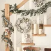 Christmas Decorations Christmas Flocking Cedar Wreath Vine Simulation Fake Pine Branch Pendant Plant Wall Decoration Hanging Home Ladder Desktop Decor 231201