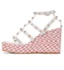 Sommaren 2024s/s lyxiga kvinnliga kilar sandaler skor kvinnor spikar studs strappy high klackar lady pumpar espadrilles fest bröllopsklänning gladiator sandalias eu35-43