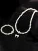 Pendentif Colliers Zircon Imitation Perles Collier Boucles d'oreilles Bracelet Ensemble pour Femmes Filles Fête De Mariage Mode Romantique Bijoux Cadeaux 231201