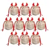 クリスマスの装飾10pcsトナカイキャンディーギフトバッグベルベットサンタサックドローストリングバッグ装飾キッズパーティーの年
