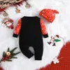 Strampler Prowow Baby-Weihnachtskostüm, Allover-Weihnachtsstrampler mit Hirschmotiv und Weihnachtsmütze, Babykleidung für mein erstes Jahr, 231130