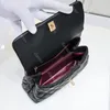 Hoge kwaliteit kaviaarleer dubbele letter luxe merkontwerp dames klassiek mode diamant raster zwart enkele schouder crossbody handtas temperamentstijl