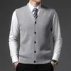 Men's Vests Level 4 Super Antipilling Top Grade Pleuche Winter V Neck Woolen Fashion Brand Knit Cardigan Casual Sweater Vest Sleeveless 231130