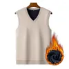 Herenvesten Mode Fleece Trui Vest Voor Mannen Gebreide Trui Effen Kleur Slim Fit Heren Casual Chaleco Punto