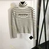 Womens striped high necked sweater Shirts long sleeve fashion knit sweater designer black stripe classic jumper pullovers woman knitwear clothes