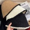 Wide Brim Hats Bucket Thick Lamb Fleece Dome Panama Basin Cap For Woman Girls Winter Warm Fisherman Hat Solid Color Windproof Fluffy Fur 231130