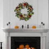 装飾的な花の花輪クリスマスリース付き玄関の玄関ハンガーガーランド人工ベリーハンギング装飾品の壁飾り231201