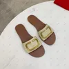 Luxury Designer Ladies vlen Sandals Slippers leather skeleton Fashion Beach Casual Flat Shoes with Box and Dust Bag 35-43