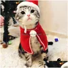 Cat Costumes Christmas Funny Santa Claus Clothes For Small Cats Dogs Xmas Year Pet Clothing Winter Kitten Outfits Drop Delivery Home Dhe54