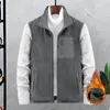 Gilet da uomo Gilet reversibile in pile Cappotto con cerniera invernale con tasche multiple Fodera in peluche termico antivento per le donne