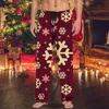 Herenbroeken Kerst-casual pyjamabroek voor heren met trekkoord en zakken Familiefeest Losse, zachte rechte broek met kerstboomprint 231130