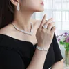 Wedding Jewelry Sets Fashion Minimalist 4piece Cubic Zirconia Bridal Set Saudi Nigeria Womens Romantic Dress 231201