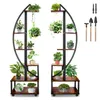 Half Moon Shaped Plant Shelf Holder with Hanging Loop, Multi-Purpose Tall Plant Stands Indoor for Home Decor Balcony Patio Lawn Garden Balcony