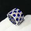 Anneaux de mariage KQDANCE créé pierre précieuse émeraude Tanzanite saphir rubis bague avec pierre verte bleu rouge 18 carats plaqué or blanc bijoux pour femme 231130