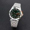 TWF Chronomat GMT ETA A2836 Automatic Mens Watch Green Stick Dial Stainless Steel Rouleaux Bracele A32398101L1A1 Super Edition Watches Reloj Hombre Puretime E5