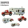 Kerstspeelgoedbenodigdheden City Series Ouder-kind kampeerauto 360PCS Minimodel Zelfsluitende bouwstenen Kinderspeelgoed Verjaardag Kerstcadeau 231130