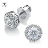 Stud 0.3-1CT D Color Halo Earrings 925 Sterling Silver Stud Earrings for Women GRA Round Cut Lab Diamond Wedding Jewelry 231130