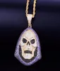 Hoody Skull Purple Stone Pendant Halsband Personlighetskedja Guld Silver Iced Out Cubic Zirconia Hip Hop Rock Jewelry8872347