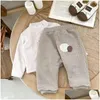 Pantaloni Autunno Inverno Bambini Plus Veet Addensare Patch Pantaloni Casual Ragazzo Bambino a coste Retro Cotone Ragazza Infantile in pile Pantaloni caldi Drop Ot6Me