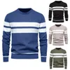 Erkek Sweaters Erkekler Kazak Striped Patchwork Baskı O boyun uzun kollu kazak sonbahar için