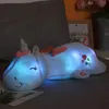 Plush Dolls 120CM Cute Glowing LED Light Unicorn Plush Toys Lovely Luminous Animal Unicorn Pillow Stuffed Dolls for Children Kids Gifts 231130