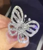 Shining 925 Sterling Silver Butterfly Rings Natural White Sapphire Diamond Ring for Women Engagement Birthstone Jewelry Storlek 5 17923305