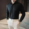 Camicie casual da uomo Camicia stampata geometrica stile britannico Manica lunga Abito formale da lavoro Sociale Streetwear Abbigliamento uomo 2023