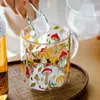 Wine Glasses Heat-Resistant With Handle Glass Mug Breakfast Milk Cup Cute Office Home Coffee Mugs Mushroom Pumpkin Pattern Drinkware