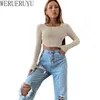 Pulls pour femmes Sexy T-shirt à manches longues T-shirt Femmes Streetwear Y2K Vêtements Knit Crop Top Mode coréenne Printemps Automne Court Skinny Tshirt 231201