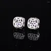 Pendientes colgantes S925 Plata con alto contenido de carbono Diamante Tesoro colorido Pequeño cuadrado con incrustaciones Anillo de bodas simple para mujer