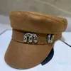 BERETS DESGIN WINTER BERET FEMME CASHMERE CRYSTAL LETTER