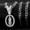 Pendant Necklaces Hip Hop Men Women Virgin Mary Cuban Link Necklace Iced Out Chains Zircon Chain Stainless Steel Rope Choker Jewelry