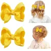 Hair Accessories 2 Pcs 3/4inch Boutique Handmade Colorful Solid Ribbon Grosgrain Bow With Clips For Kids Girls