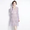 Women Boutique Embroidery Dress Long Sleeve Noble Sexy Dress 2024 Spring Auutmn Gauze Dress High-end Lady Dresses Runway Prom Dresses