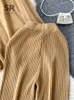 Kvinnors tvåbitar byxor Singreiny Loose Knit Set Women Turtleneck långärmad Pullover Elastisk midja bred ben Varm tröja kostym