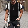 Camiseta masculina listrada xadrez camiseta oversized 3d manga curta rua moda respirável camisetas verão de alta qualidade poliéster casual topos