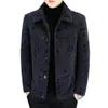 Jaquetas masculinas homens inverno grosso quente casaco de lã lapela manga longa bolsos zíper placket jaqueta forro de lã aconchegante outerwear