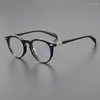 Güneş gözlüğü çerçeveleri Japon el yapımı retro yuvarlak gözlükler erkekler için kadınlar vintage asetat optik miyopi moda yeşil mavi gözlük erkek