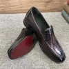 Dress Shoes Authentic Real Leather Goodyear Handcraft Painted Color Square Toe Men's Genuine Exotic Male Lace-up Loafers