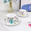 디자이너 머그잔과 접시 세트 세라믹 커피 머그스 선물 만화 뼈 중국 애프터눈 티 컵과 접시와 상자