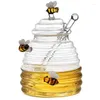 Förvaringsflaskor glas honung container köksverktyg med dipper lock flaska för bröllopsfest tillbehör