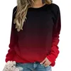 Hoodies femininos vermelho brilhante e preto mulher minimalista gradiente streetwear casual hoodie outono manga longa y2k design roupas