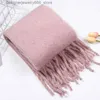 Scarves Winter Thick Warm Scarves Women Pure Color Mohair Cashmere Scarf Tassel Shawl Long Muffler 227CM Q231202