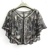 Scarves Vintage Retro Shawl Flapper Cape Beaded Sequins Party Accessories Mesh Bolero Short Tops Versatile Women's