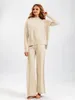 Womens Two Piece Pants Warm 2piece Knitted Long sleeved Set Top and Tracking Coat CHIC 231201