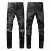 Мужские джинсы Европейские и американские модные новые модные цветные нашивки с потертостями и радужной нашивкой Разрушенные мужские джинсы Стильные джинсы скинни с вышивкой