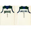 NCAA 도매 리투아니아 Vytautas #1 Lamelo Jersey 3 Liangelo Blue White Ed 99 Lavar Ball Basketball Jerseys Mix Order